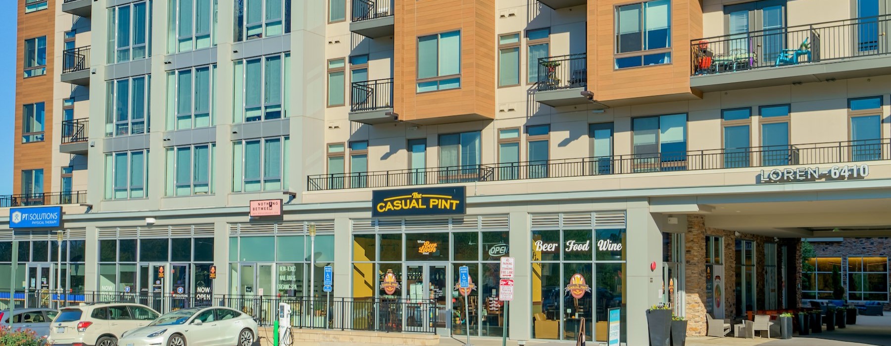 a row of retailers located at the Loren in Falls Church , VA
