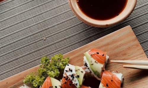 a plate of sushi